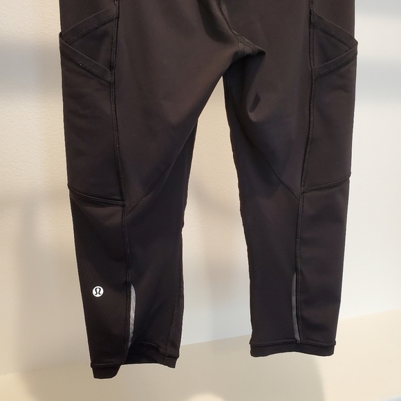 Lululemon Black Outrun Ruched Mesh Pocket Luxtreme Cropped Tight Leggings - Picture 10 of 12
